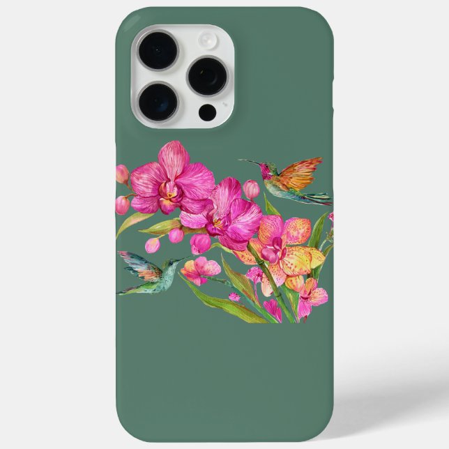 Funda De Case-Mate Para iPhone Colibrí y orquídeas (Reverso )