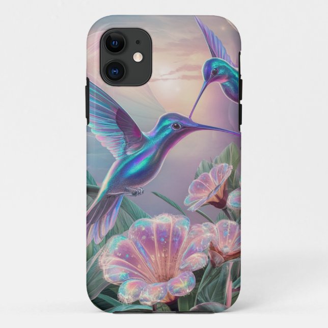Funda De Case-Mate Para iPhone Colibríes florales (Reverso)