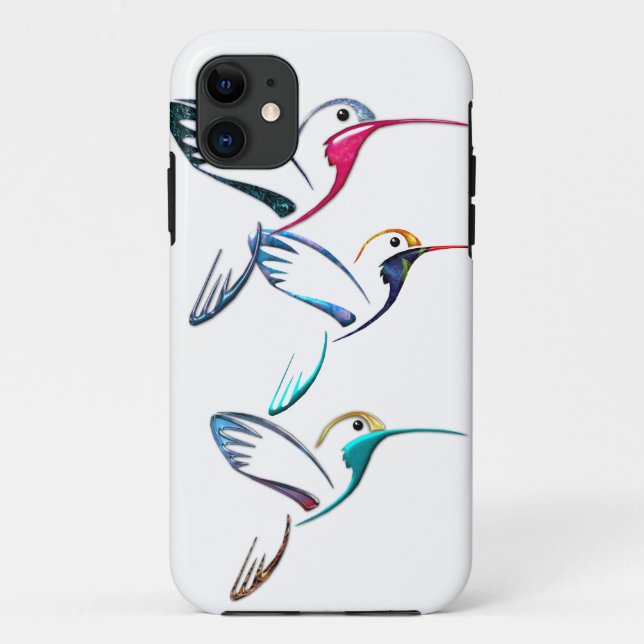 Funda De Case-Mate Para iPhone Colibríes tropicales metálicos (Reverso)