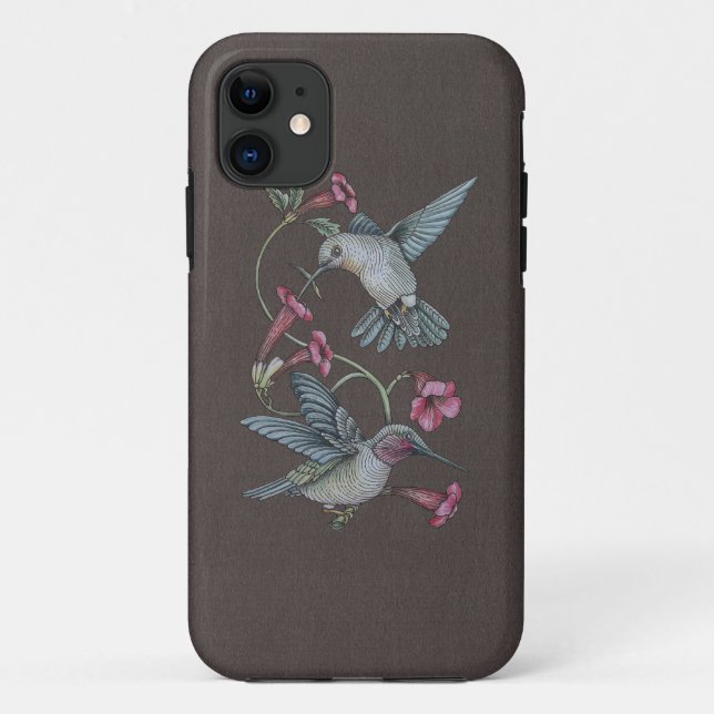 Funda De Case-Mate Para iPhone Colibríes y vid (Reverso)
