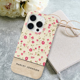 Funda Para iPhone 15 Pro Colima personalizada Shabby Chic Floral Wood Monog