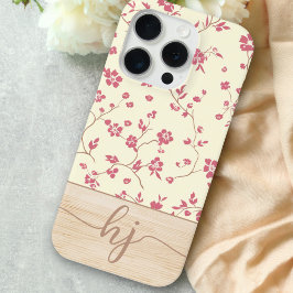 Funda Para iPhone 15 Pro Colima personalizada Shabby Chic Floral Wood Monog