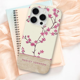 Funda Para iPhone 15 Pro Colima personalizada Shabby Chic Floral Wood Monog