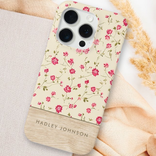 Funda De Case-Mate Para iPhone Colima personalizada Shabby Chic Floral Wood Monog (Subido por el creador)