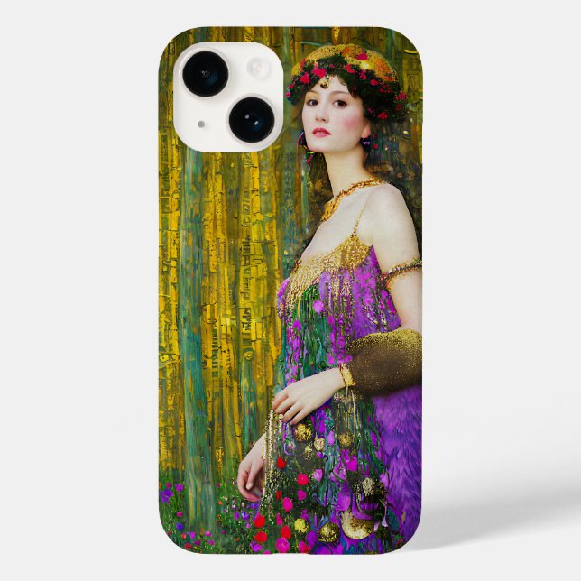 Funda De Case-Mate Para iPhone Collage al estilo Klimt retrato de una mujer (Reverso )