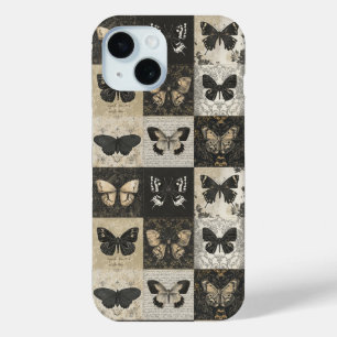Funda Para iPhone 15 Collage anticuado de polillas y mariposas