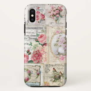 Funda Para iPhone X collage chic de Shabby, victoriano del país, desa