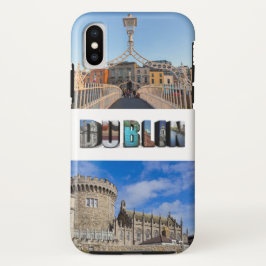 Funda Para iPhone XS Collage de 2 fotos en Dublin Ireland Vacation