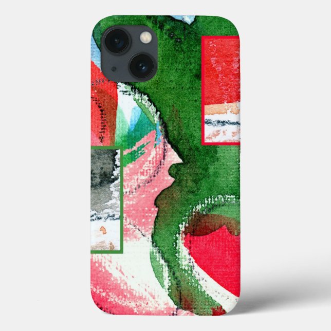 Funda De Case-Mate Para iPhone collage de arte abstracto, medios mixtos y acuarel (Reverso)