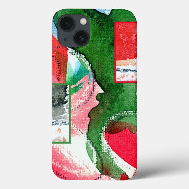Funda De Case-Mate Para iPhone collage de arte abstracto, medios mixtos y acuarel (Reverso)