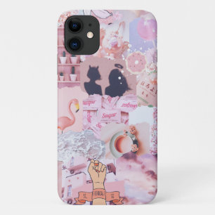 Funda Para iPhone 11 Collage de energía de Chica estético color rosa be