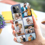 Funda Para iPhone 11 Pro Max Collage de fotos azul moderno 7<br><div class="desc">Estuche para iPhone personalizado con collage multifoto y fondo azul moderno. La plantilla de fotos está preparada para que añadas tus imágenes, trabajando en el sentido de las agujas del reloj desde arriba a la derecha. El collage de fotos usa formatos de paisaje y retrato para ofrecerte una variedad de...</div>