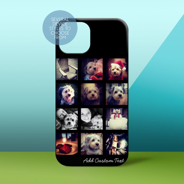 Funda De Case-Mate Para iPhone Collage de fotos con fondo negro (Personalized Phone Case)