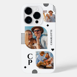 Funda Para iPhone 14 Pro De Case-Mate Collage de Fotos con Nombre y Monograma 3 Moderno