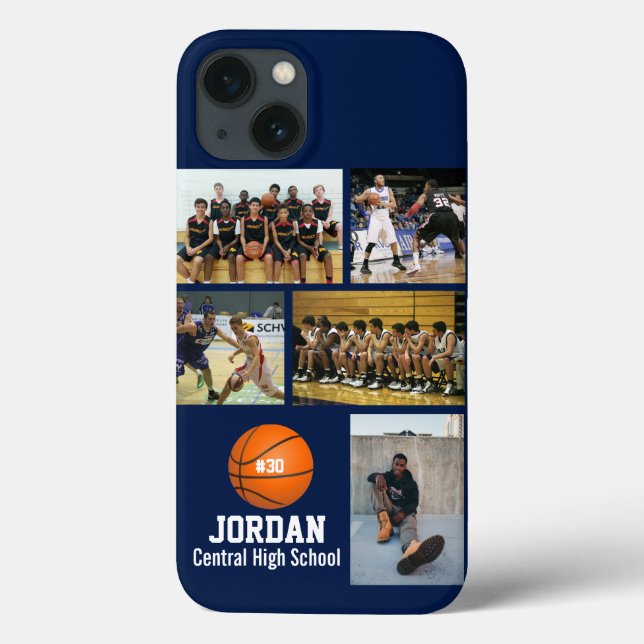 Funda De Case-Mate Para iPhone Collage de fotos de baloncesto personalizado # (Reverso)