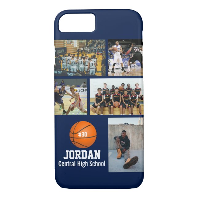 Funda De Case-Mate Para iPhone Collage de fotos de baloncesto personalizado # (Reverso)