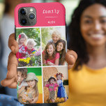 Funda Para iPhone 11 Pro Max Collage de fotos familiar rosa 4 imagen<br><div class="desc">Cree su propio estuche para teléfono personalizado para iphone 11 pro max y muchos otros modelos. El diseño presenta un collage de fotos en forma de cuadrícula con 4 de tus fotos favoritas, tu nombre y la palabra "familia". La plantilla de fotos está preparada para que añadas tus fotos, trabajando...</div>