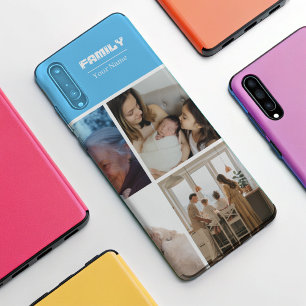 Funda Para iPhone 11 Pro Max Collage de fotos familiares azul para 4 fotos Case