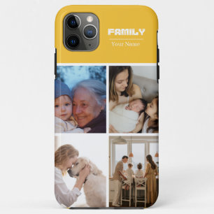Funda Para iPhone 11 Pro Max Collage de fotos familiares naranja 4 imágenes