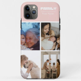 Funda Para iPhone 11 Pro Max Collage de fotos familiares rosa 4 fotos