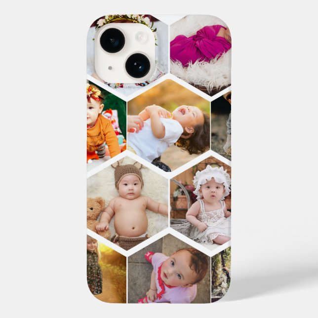 Funda De Case-Mate Para iPhone Collage de fotos Hexagon (Reverso )