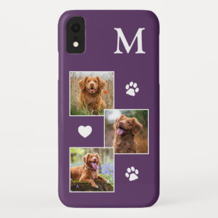 Funda Para iPhone XR Collage de fotos mascota Monograma moderno Perro m