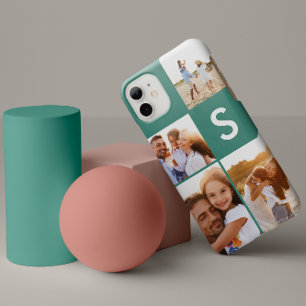 Funda Para iPhone 14 De Case-Mate Collage de fotos moderno monograma inicial verde b