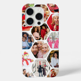 Funda Para iPhone 15 Pro Collage de fotos múltiple hexágono moderno