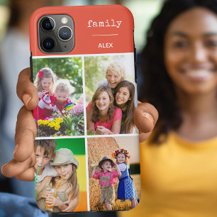 Funda Para iPhone 11 Pro Max Collage de fotos naranjas de familia 4 personaliza