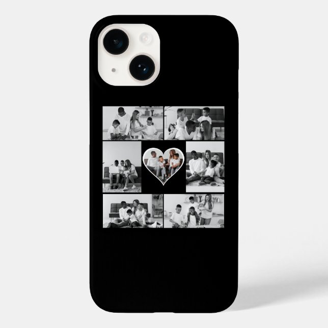 Funda De Case-Mate Para iPhone Collage de fotos negro y blanco 7 (Reverso )