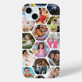 Funda Para iPhone 15 Mini Collage de fotos personalizadas de hexágono múltip
