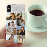 Funda Para iPhone XS Max Collage de fotos personalizado de 7 sobre mármol g<br><div class="desc">Estuche moderno para iPhone de collage de fotos que puedes personalizar con 7 de tus fotos favoritas y tu nombre. La plantilla está preparada para que añada sus fotos, trabajando de arriba a abajo en el lado izquierdo y de arriba a abajo en el lado derecho. El diseño tiene un...</div>