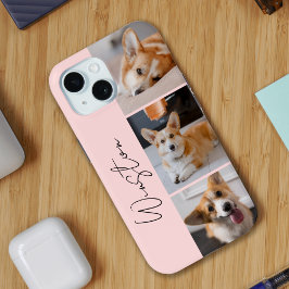 Funda Para iPhone 15 Collage de fotos rosa moderno