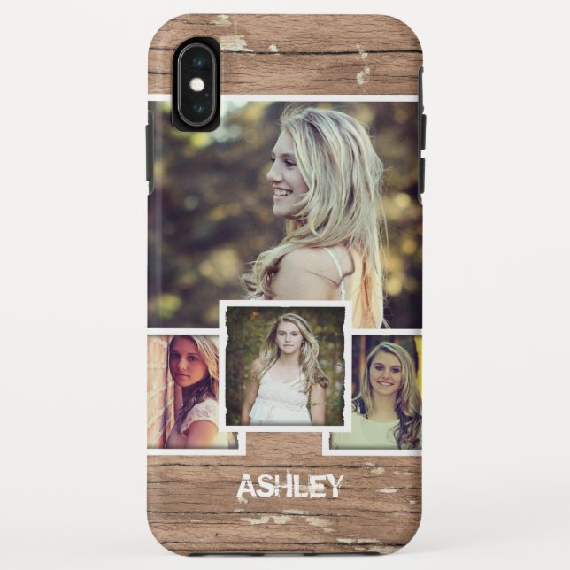 Funda De Case-Mate Para iPhone Collage de fotos rústico del marco del estilo (Reverso)