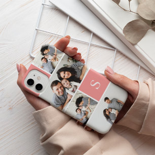 Funda Para iPhone 14 De Case-Mate Collage de fotos y monograma de bloques de color c