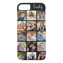 Funda Para iPhone 8/7 Collage de fotos y nombre de familia de personaliz
