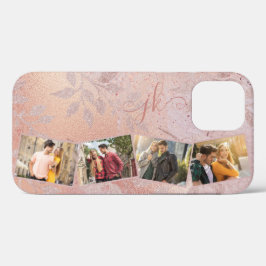 Funda Para iPhone 12 Pro collage de fotos Zig Zag Rosa Hoja de oro horizont