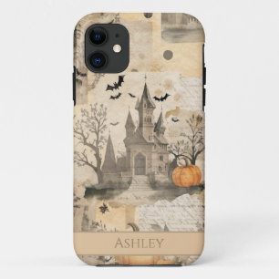 Funda Para iPhone 11 Collage de Halloween Vintage personalizado