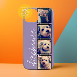 Funda Para iPhone 15 Collage de Instagram - 4 fotos Fondo orquídea