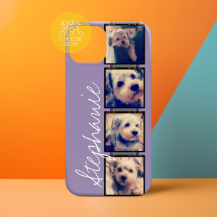 Funda Para iPhone 15 Collage de Instagram - 4 fotos Fondo orquídea
