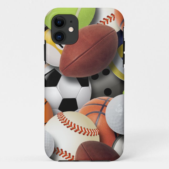 Funda De Case-Mate Para iPhone Collage de las bolas de los deportes (Reverso)
