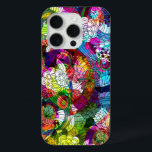 Funda Para iPhone 15 Pro Collage de las Flores Vintage coloridas<br><div class="desc">Coloridas flores vintage románticas y torbellino patrón de collage. El diseño está disponible en otros productos.</div>