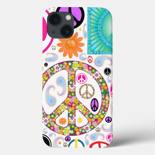 Funda De Case-Mate Para iPhone Collage de Peace & Paisley (Reverso)