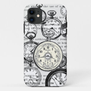 Funda Para iPhone 11 Collage de reloj de bolsillo victoriano Alicia en 