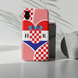 Funda Para iPhone X Collage de sangre con bandera croata monograma con