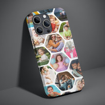 Collage de varias fotos con patrón de hexágono sim