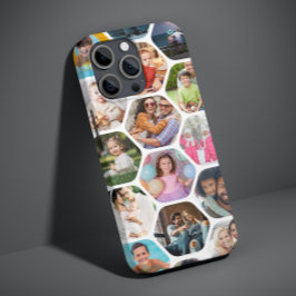 Funda Para iPhone 13 Pro Max Collage de varias fotos con patrón de hexágono sim