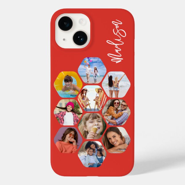 Funda De Case-Mate Para iPhone Collage de varias fotos Simple Moderno Personaliza (Reverso )