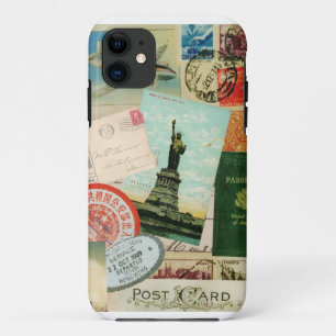 Funda Para iPhone 11 collage de viaje vintage moderno