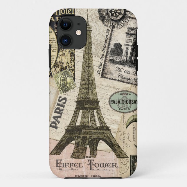 Funda De Case-Mate Para iPhone Collage de viajes modernos en francés (Reverso)